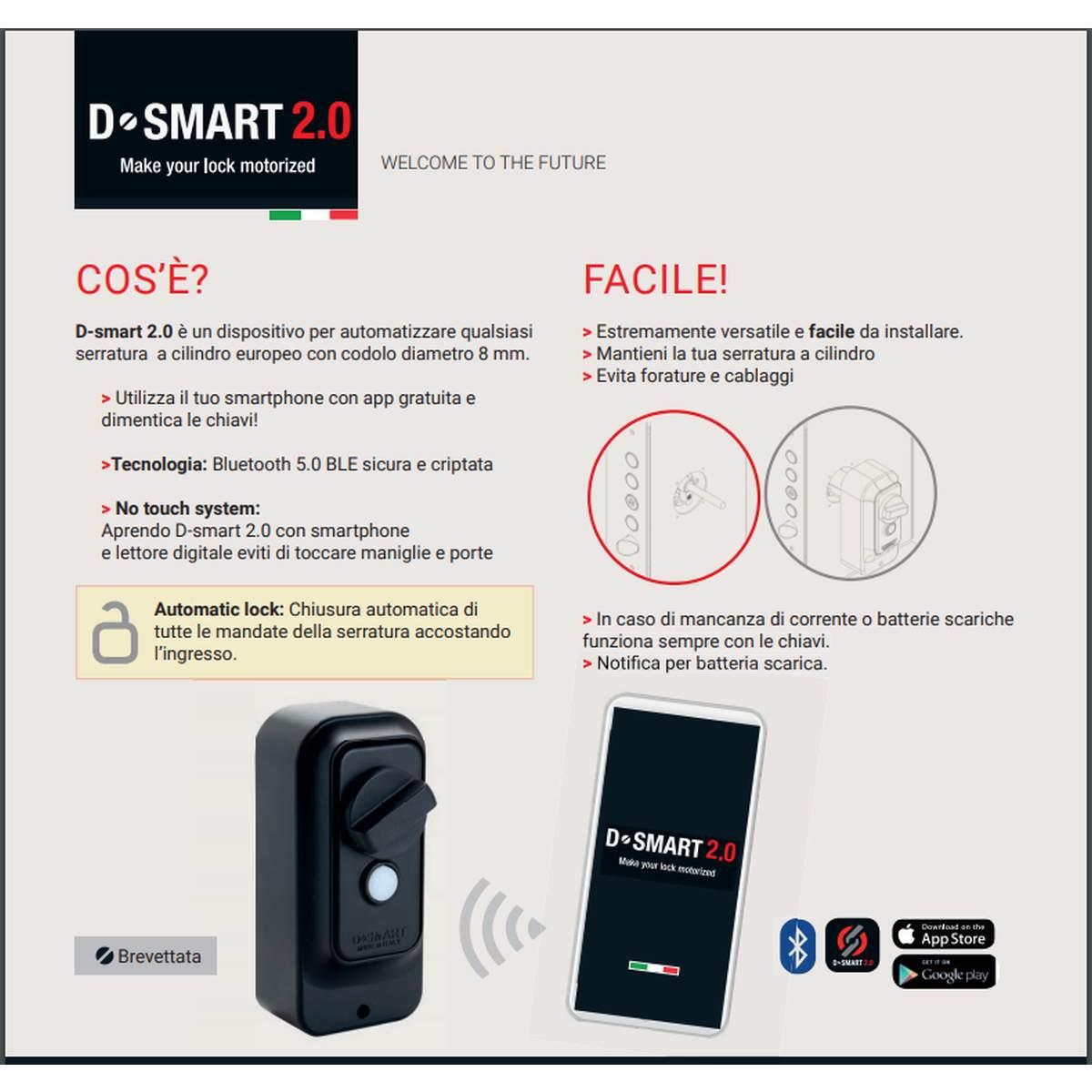 Securemme serratura d-smart 2.0 ad incasso / batteria / cromo sat / smartphone + keypad