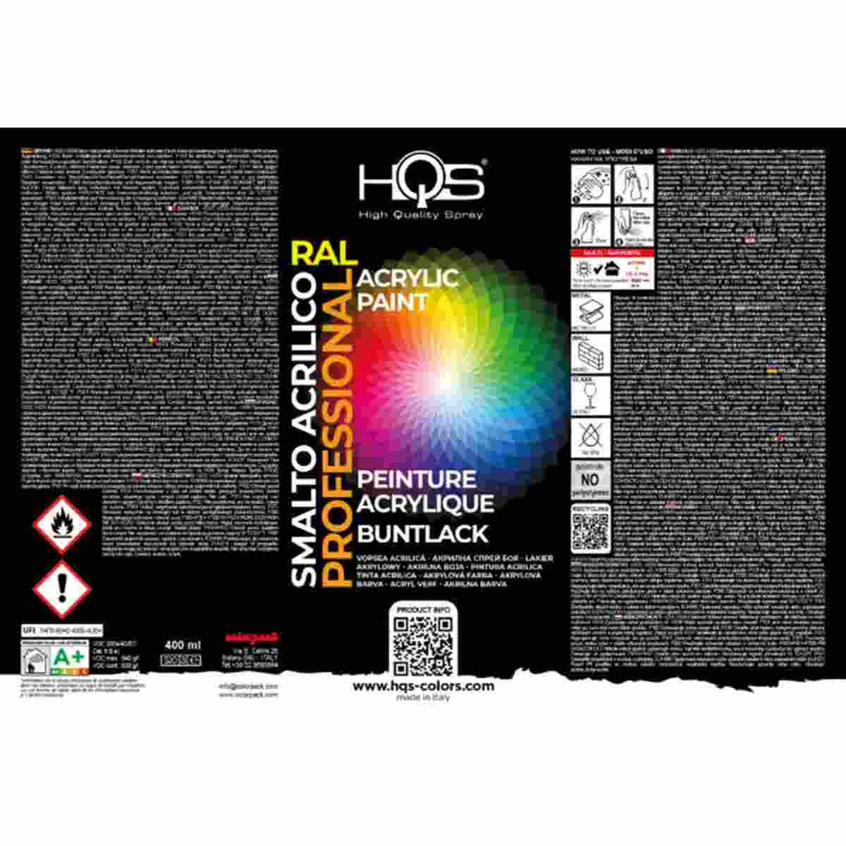 Hqs colors vernice spray ral 9016 bianco lucido 400 ml